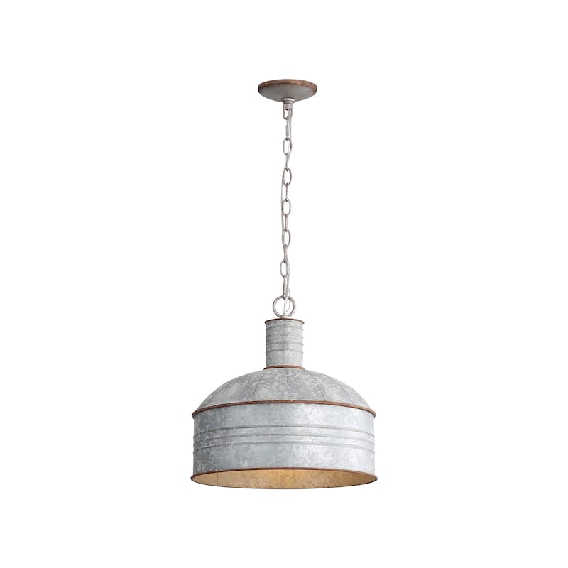 Tinsmith Mini Pendant in Aged Galvanized Steel with Galvanized Steel - Gold