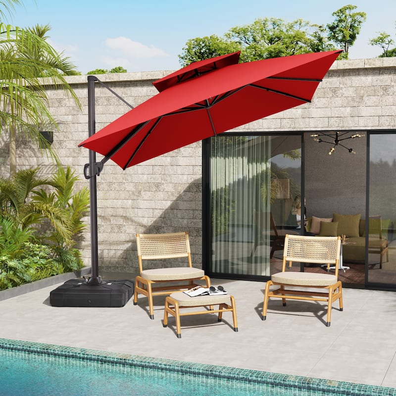 Pellebant 10 ft Square Patio Cantilever-Offset Umbrella 360 Degree Rotation