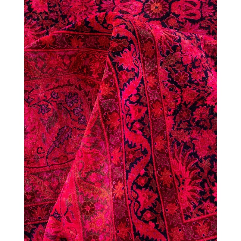 Overton Handknotted Wool Vintage Inspired Contemporary Overdyed Blue Area Rug - 15' 10" x 11' 10"