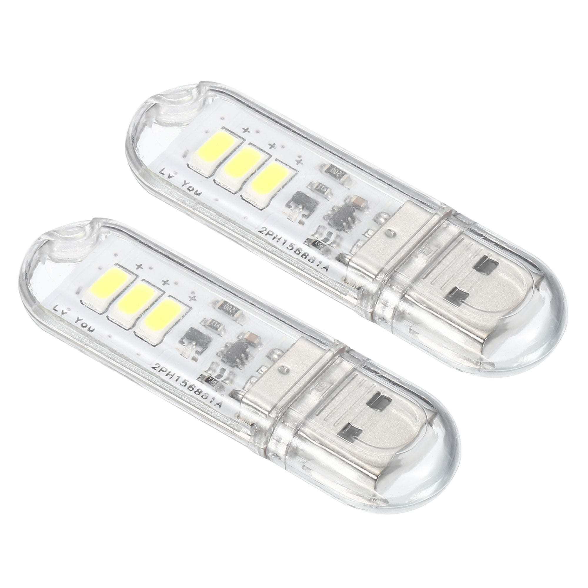 2Pcs 0.5W Mini USB LED Light 6000-6500K Slim Led Light Stick Clear White -  Clear White