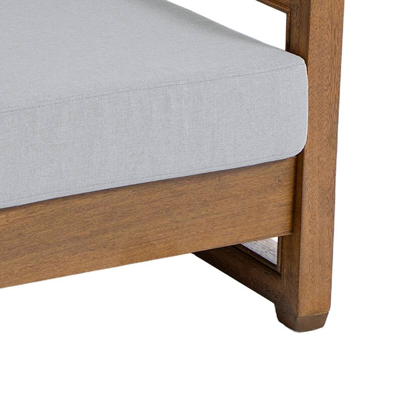 Oversize Teak Wood Loveseat Armchair Outdoor Patio Conversation Set with Cushion