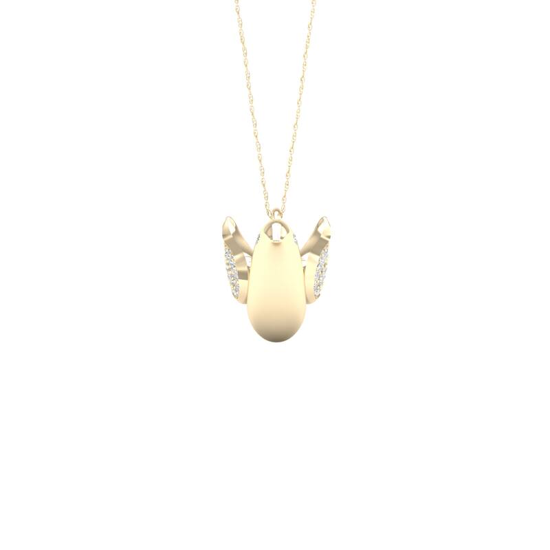 1/10ct TDW Diamond Dove Charm Pendant Necklace in Silver for Women