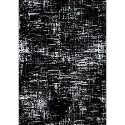 Iceland Collection - Black/White Consellations Area Rug, 5'3" x 7'7"