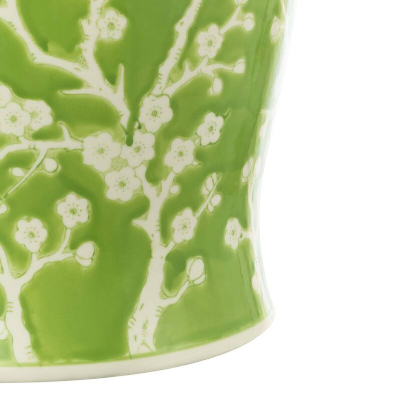 Cherry Blossom 17.7" Ceramic Garden Stool, Navy/White by JONATHAN Y