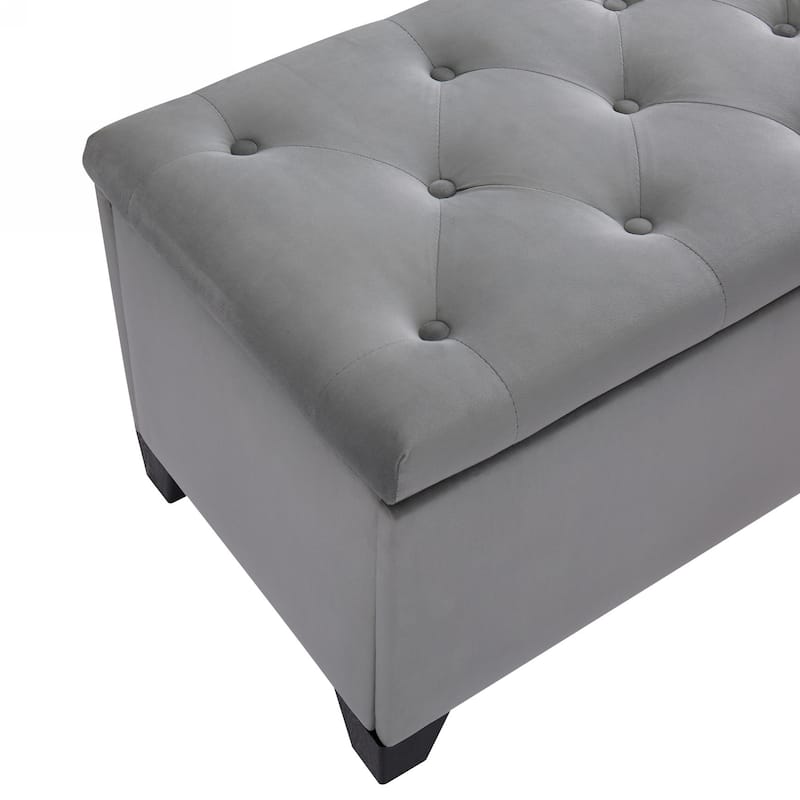 Large Velvet Ottoman Bench - Soft Upholstery, Easy Assembly, Modern Design