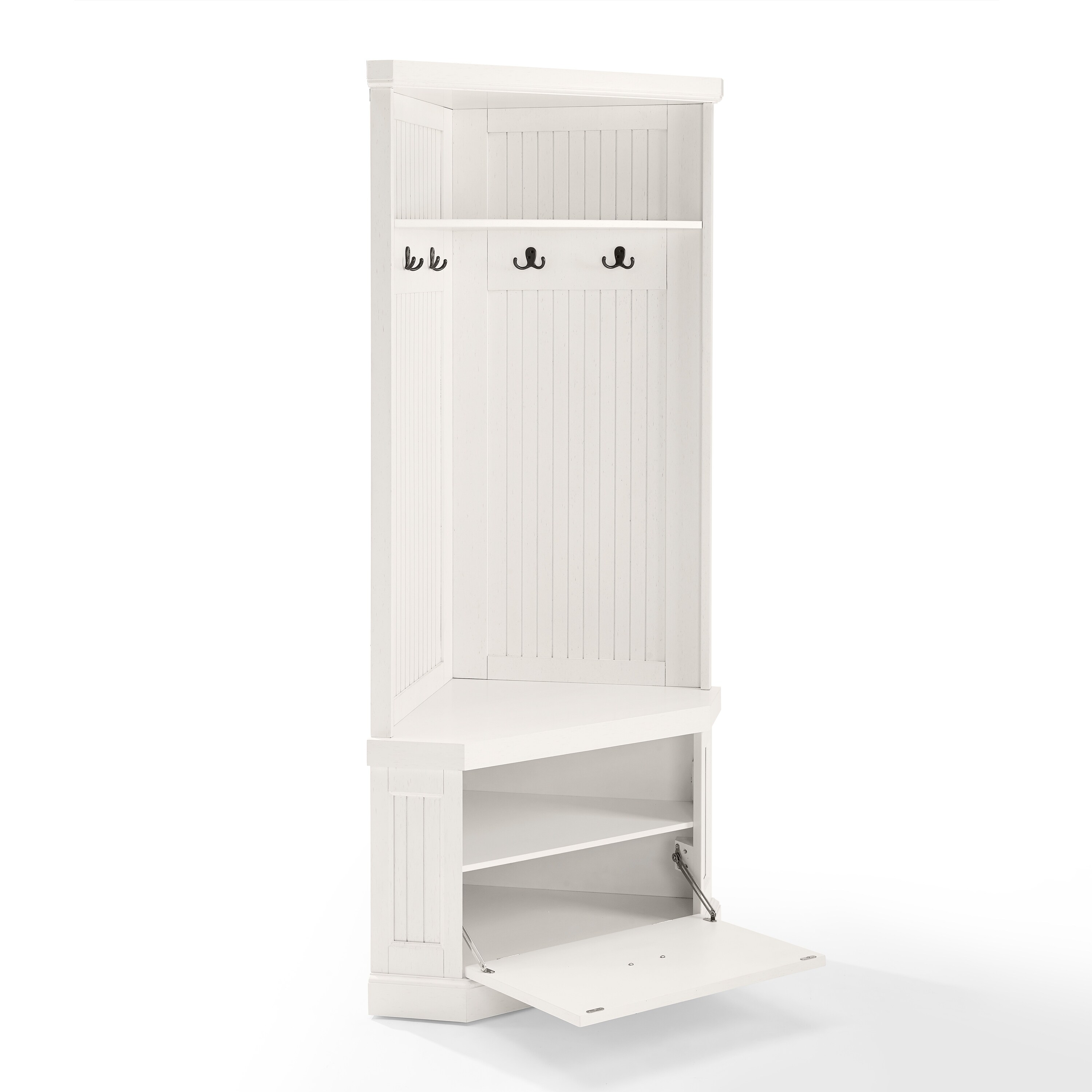 Shop The Gray Barn Grey Stones Distressed White Corner Hall Tree 33 5 W X 20 D X 70 H 33 5 W X 20 D X 70 H Overstock 28655092