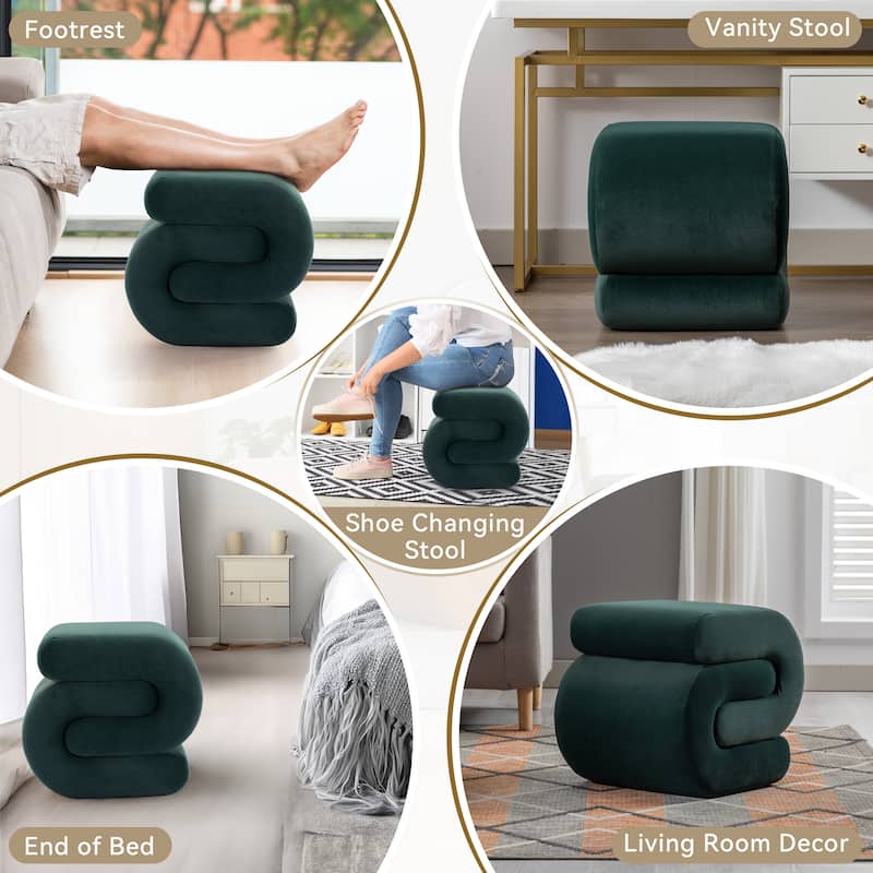 Modern S-shape Ottoman Makeup Stool Footstool for Living Room,Bedroom