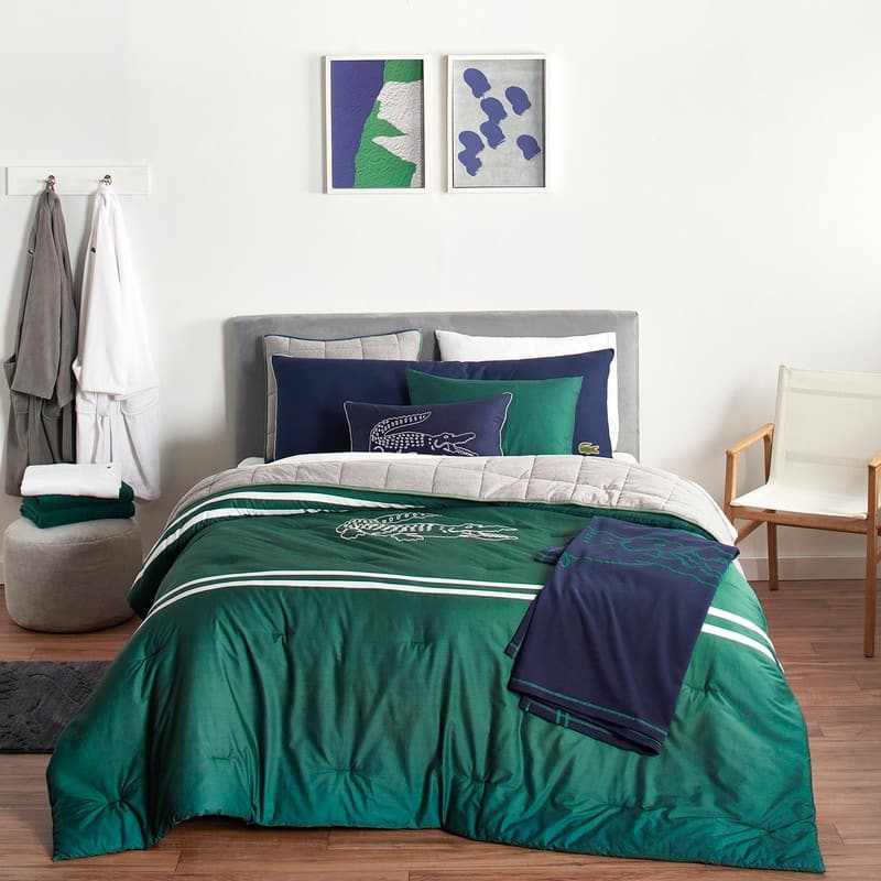 Lacoste Embroidered Big Croc 3-Piece Cotton Comforter Set - Twin - Posy Green