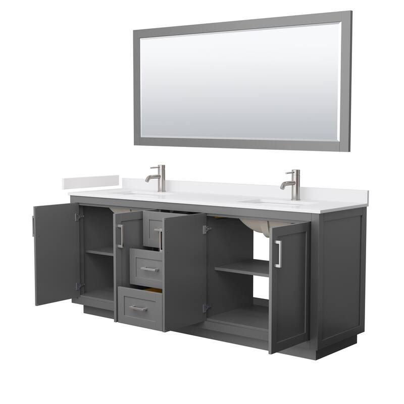 Miranda Double Vanity Set, Cultured Marble Top, 70-Inch Mirror