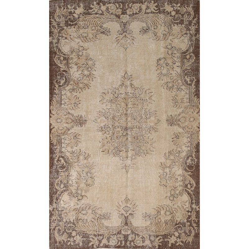 Distressed Sparta Turkish Vintage Rug Handmade Wool Carpet - 5'6"x 9'1"