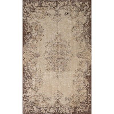 Distressed Sparta Turkish Vintage Rug Handmade Wool Carpet - 5'6"x 9'1"