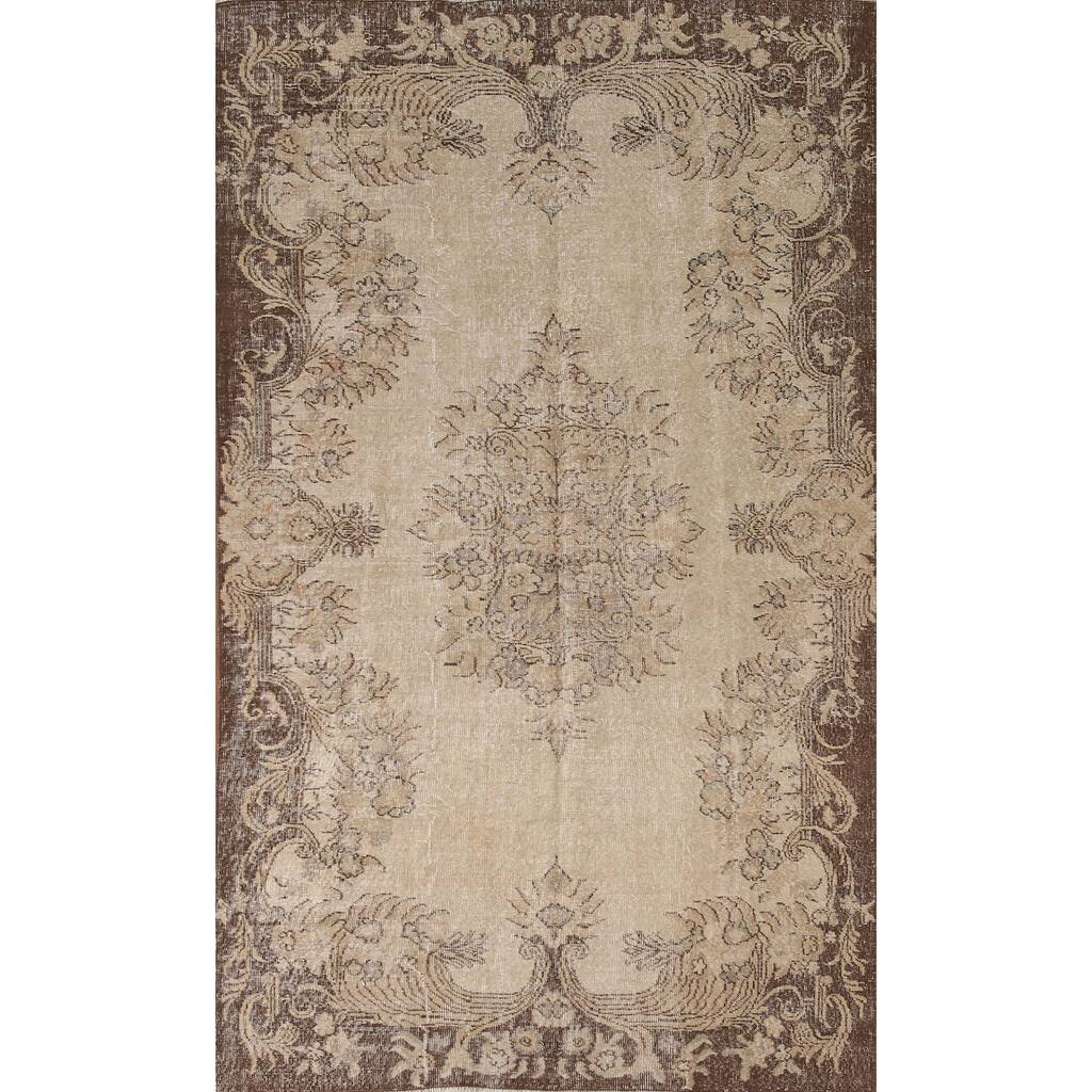 Distressed Sparta Turkish Vintage Rug Handmade Wool Carpet - 5'6"x 9'1"