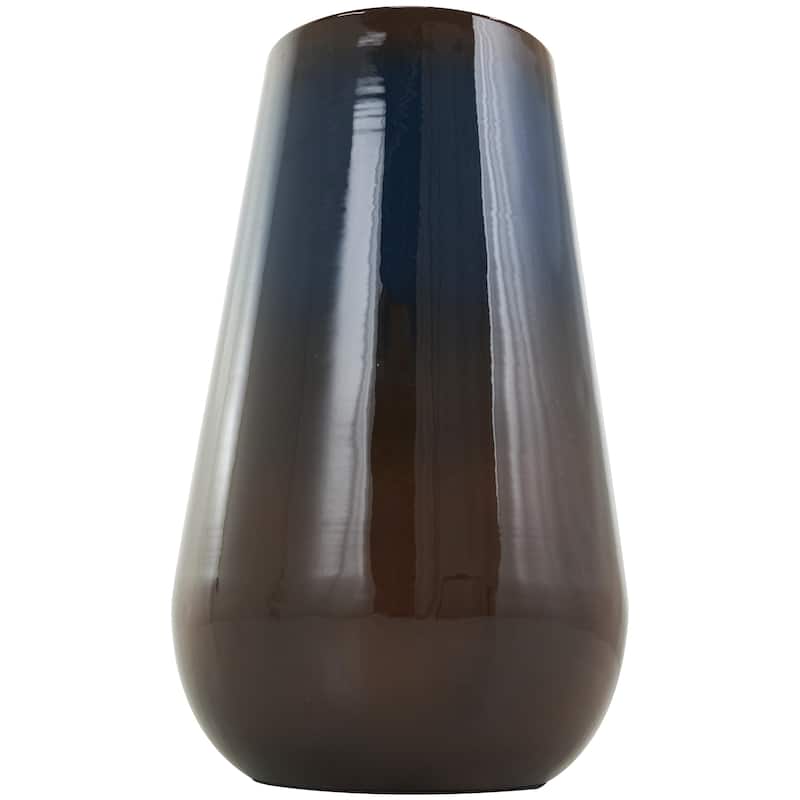 Metal Ombre Decorative Vase with Brown Accents - Blue - Roche River Decor