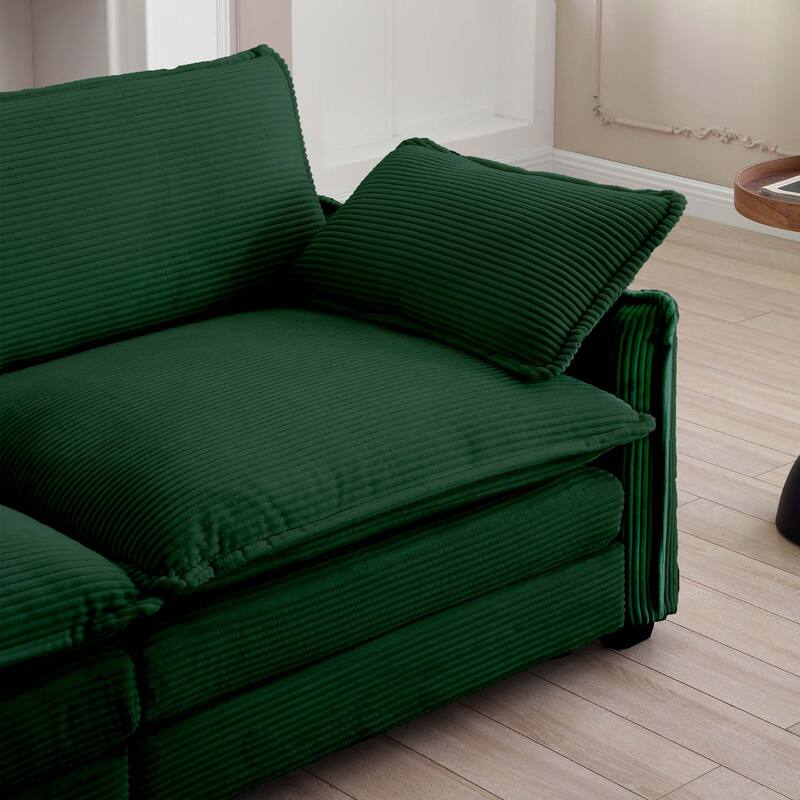 Ergonomic Corduroy Single Deep Seat Sofa Chair, (Set of 2)