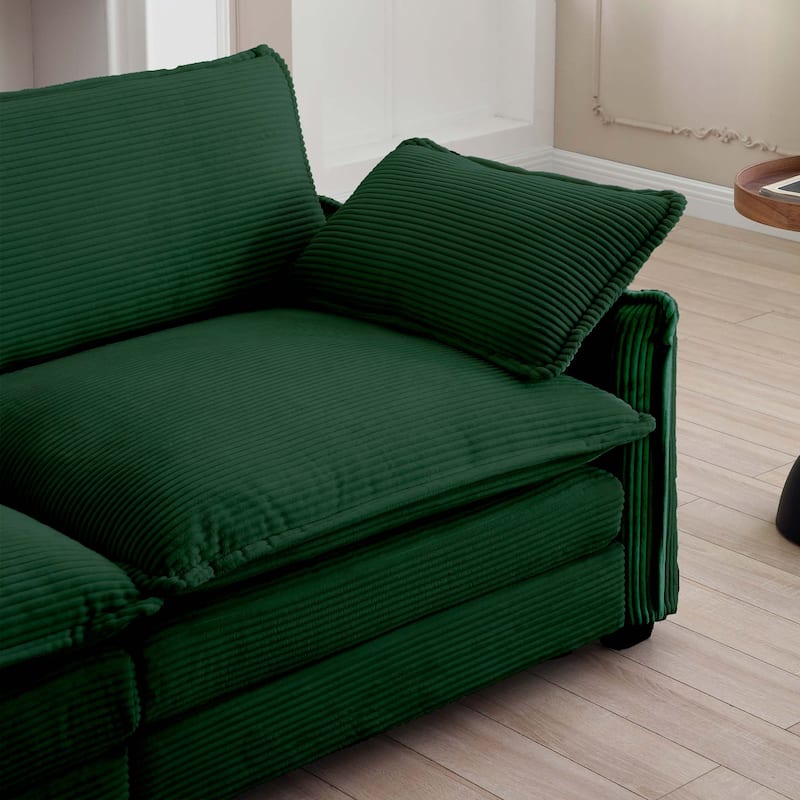 Modern Modular Sofa with 2 Arm Pillows and 3 Throw Pillows and Memory Foam Cushions for Living Room or Guest Room
