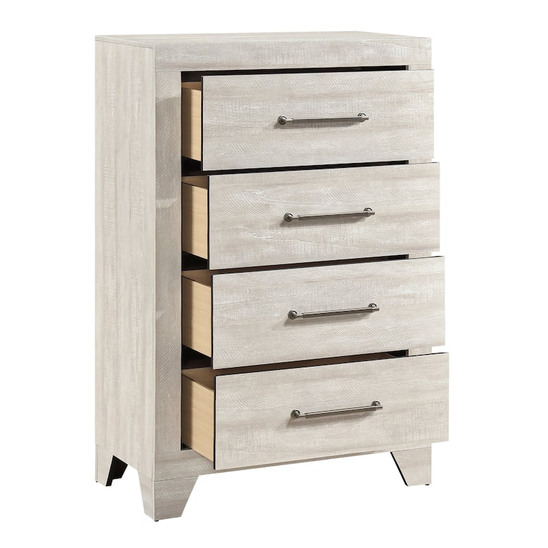 4pc Set Bedroom Furniture Panel Bed Dresser Mirror Chest Contemporary Design