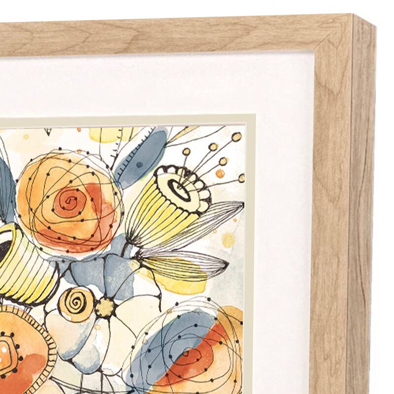 HomeRoots Set Of Two Bursting Wildflowers Brown Framed Wall Art