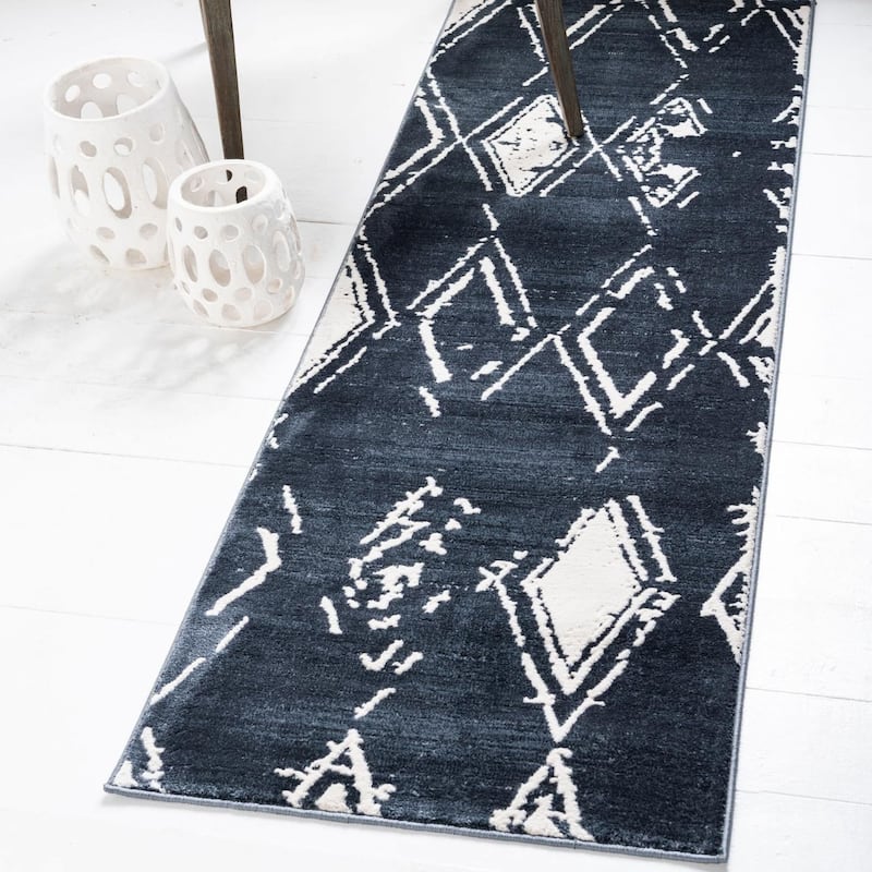 Contemporary Richye Collection Area Rug - Navy Blue - 2'7"x13'11"