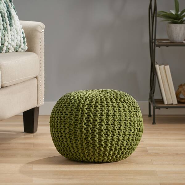 slide 53 of 64, Moro Handcrafted Modern Cotton Pouf by Christopher Knight Home Cedar Green