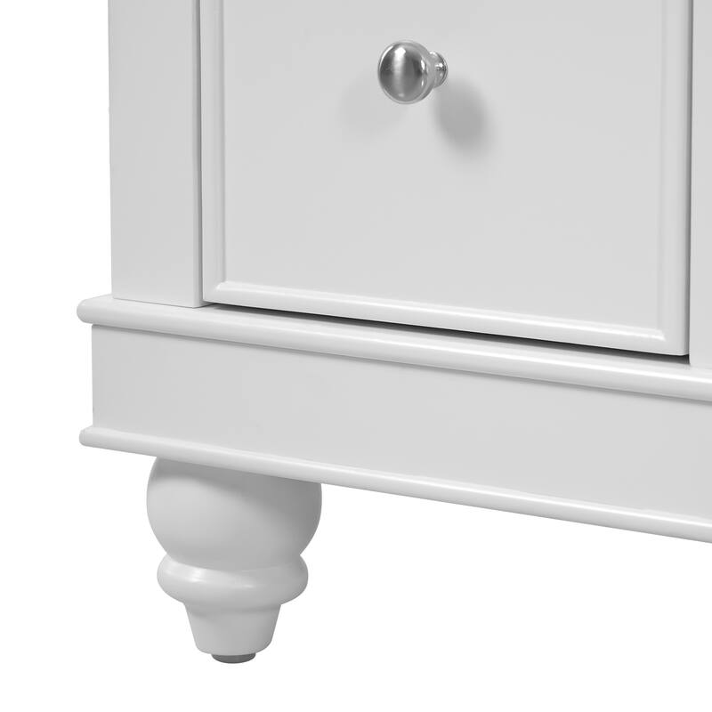 Bathroom Vanity Storage Cabinet with 4 Drawers, Removable Dividers, Adjustable U-shaped Shelf and Silver Handles
