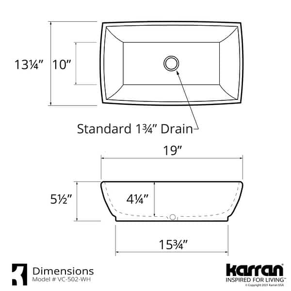 Karran Valera 19" Vitreous China Vessel Bathroom Sink in White