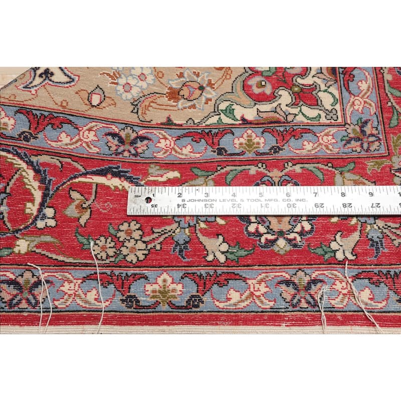 3'8''x5'4'' Hand Knotted Wool Ivory Isfahan Traditional 400 KPSI Rug - 3' 8'' x 5' 4''