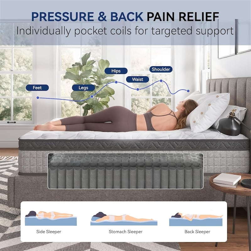 10"/12" inch Twin Diamond Innerspring Hybrid and Cooling Gel Memory Foam Mattress, Pressure Relief, and Motion Isolation