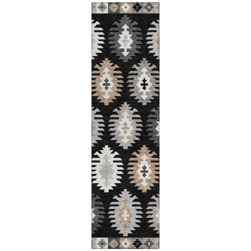 Machine Washable Indoor/ Outdoor Boho Tribal Chantille Rug