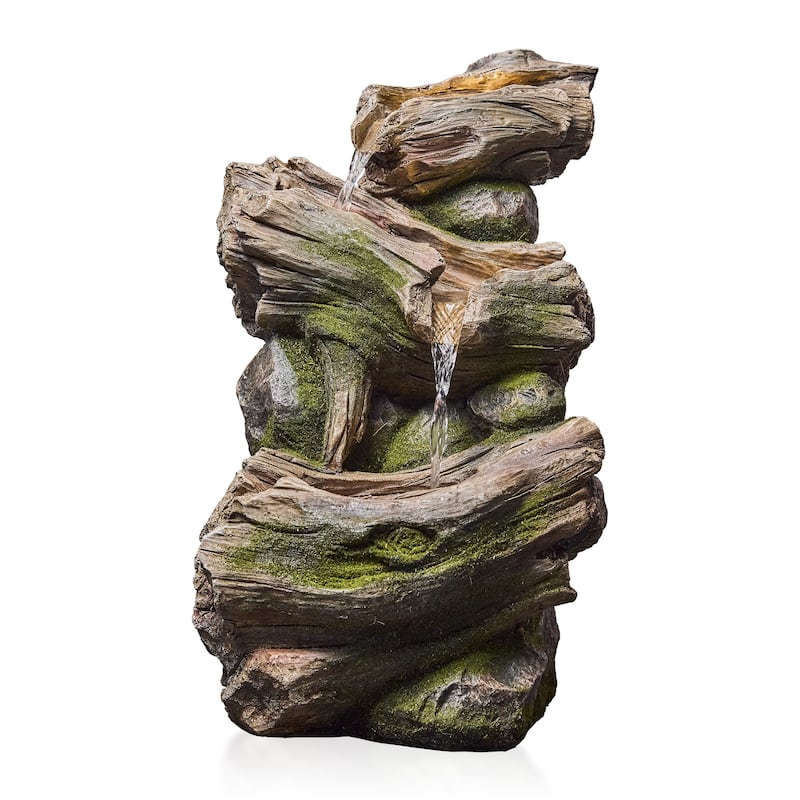 Polyresin Outdoor Rainforest Waterfall Fountain Weather Resistant with LED Lights