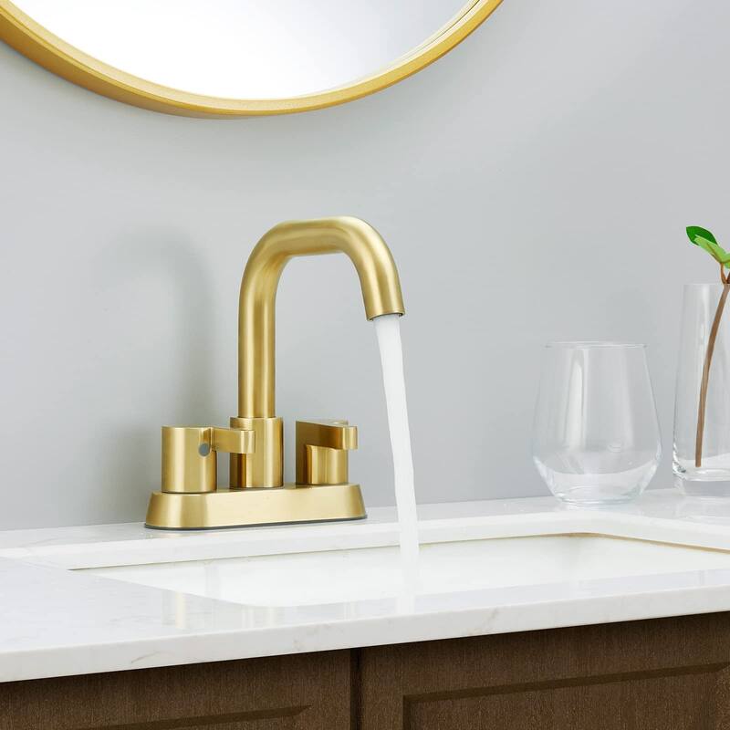 Modern 2 Handle 360° Swivel Bathroom Sink Faucet with Pop Up Drain and Water Supply Line, Anti Fingerprint, Anti Rust