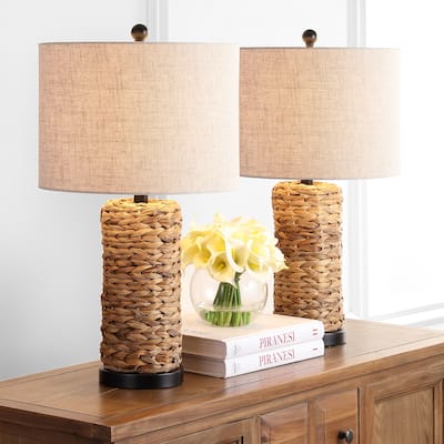 Enzo 25" Coastal Water Hyacinth LED Table Lamp, (Set of 2), by JONATHAN Y