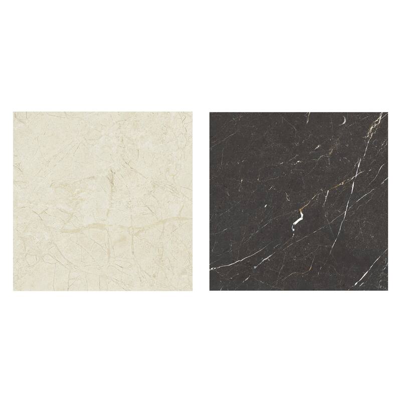 Merola Tile Reve Checker Beige with Noir 23-1/2" x 23-1/2" Porcelain Floor and Wall Tile