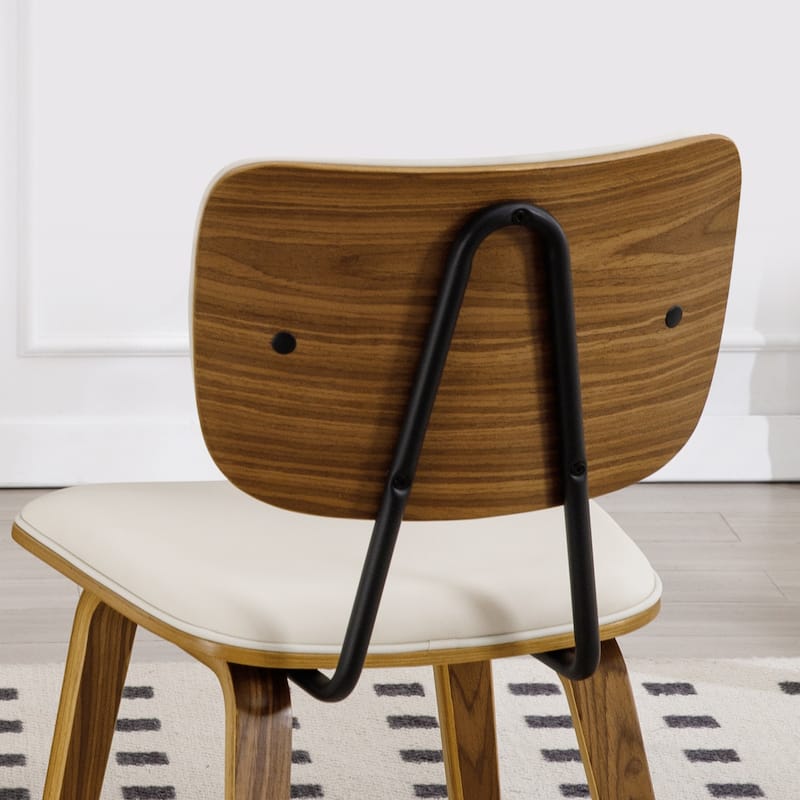 Faux Leather Upholstered Dining Chairs Set of 2/4 with Wood Legs - 32.3"H x 18.5"W x 21.8"D