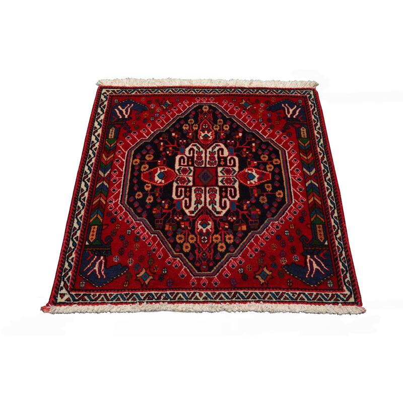 2'1''x2'1'' Square Hand Knotted Wool Navy Chagaei Traditional Area Rug - 2' 1'' x 2' 1''-Square