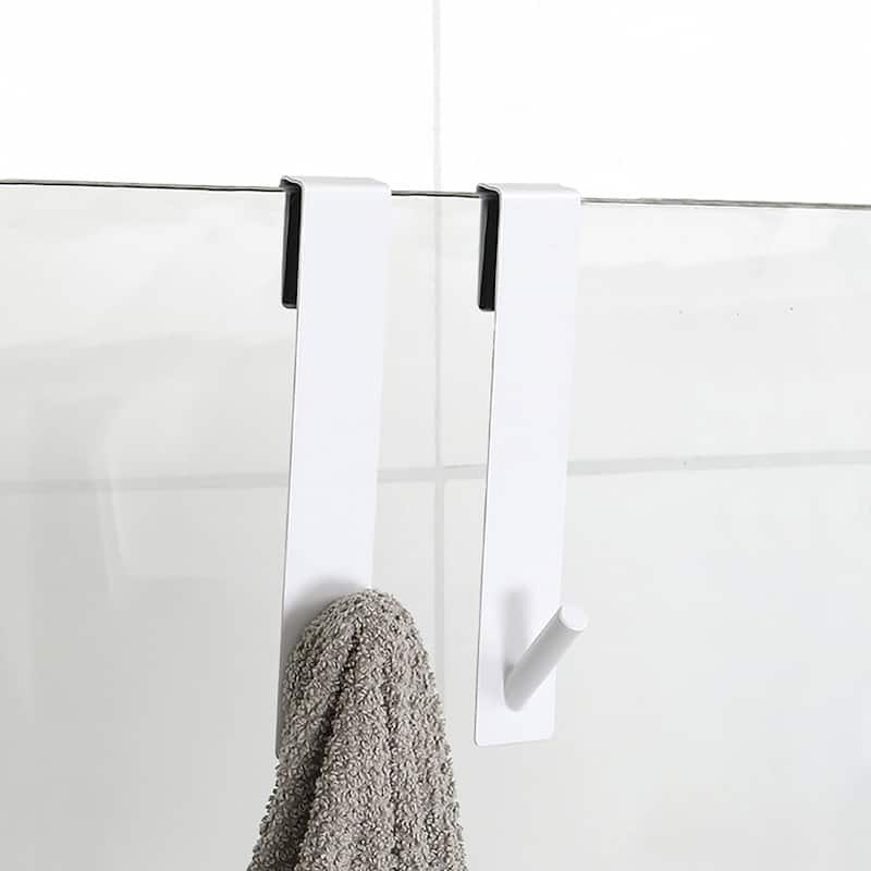 Shower Door Hooks Easy to Install for Frameless Glass Shower Doors - 7"L x 1.3"W x 0.10"D - White