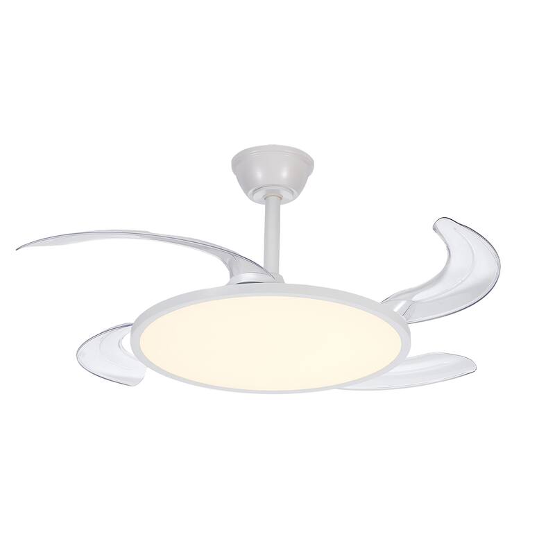 42 Inch Retractable Ceiling Fan with Light, Smart APP/Remote Control Ceiling Fan Light for Bedroom Living Room