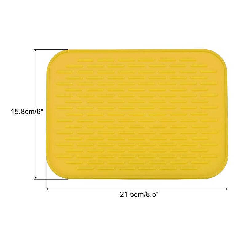 Silicone Dish Drying Mat, 8.5"x6" Under Sink Drain Pad Heat Resistant - 8.5 x 6 x 0.24 inch - Yellow