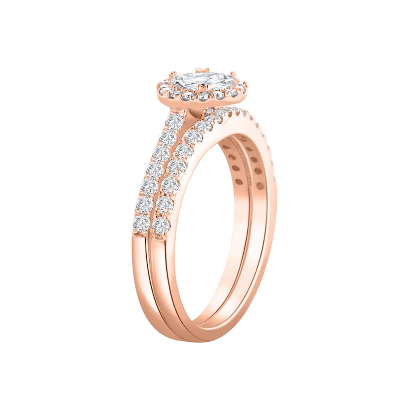 Auriya 1 3/4ctw Round Halo Diamond Engagement Ring Set 14k Gold