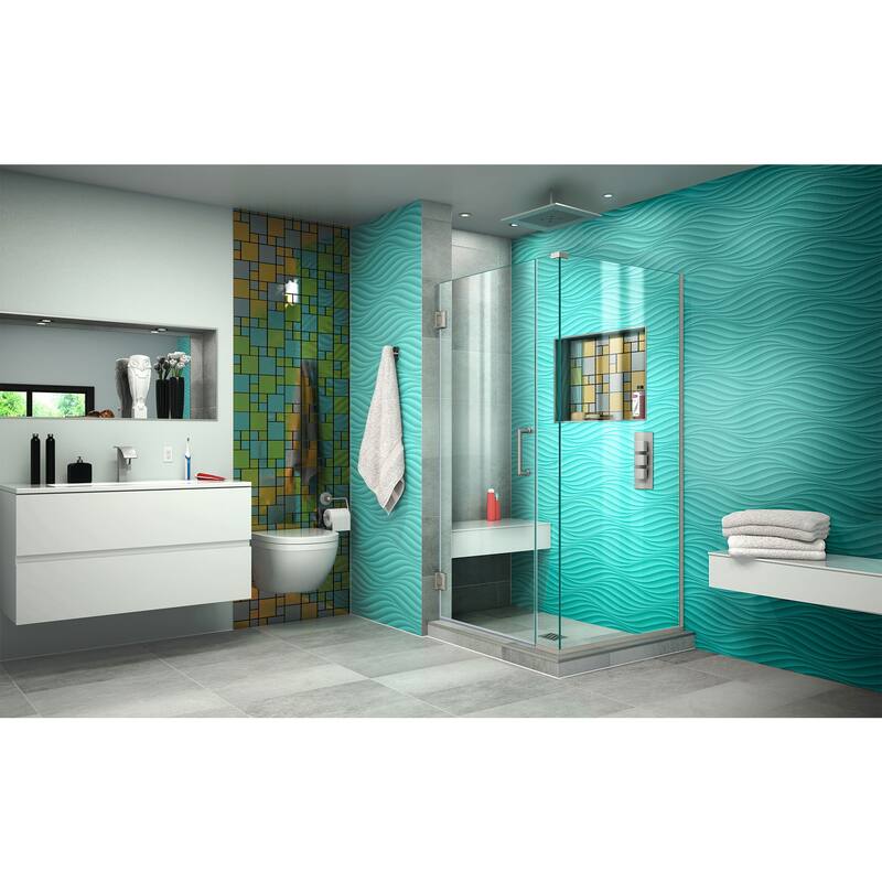 DreamLine Unidoor Plus 36 in. W x 30 3/8 in. D x 72 in. H Frameless Hinged Shower Enclosure - 30.38" x 36"