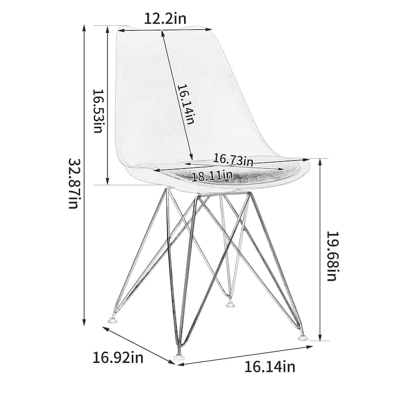 Modern Dining Chairs with Plastic Seat and Metal Legs (Set of 4)