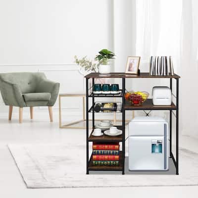 Brown 4-Tier Metal Industrial Utility Microwave Oven Stand