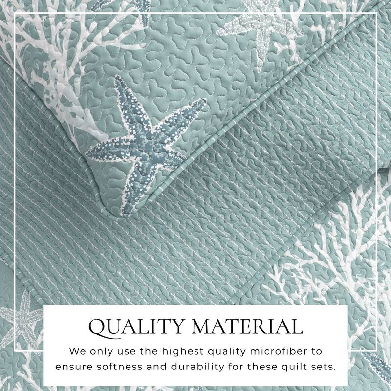 Linery & Co. Coastal Microfiber Quilt Set With Shams.