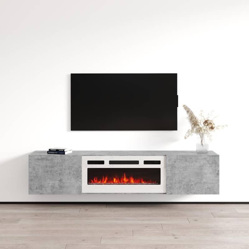 Baja WH-EF Floating Fireplace TV Stand - Concrete