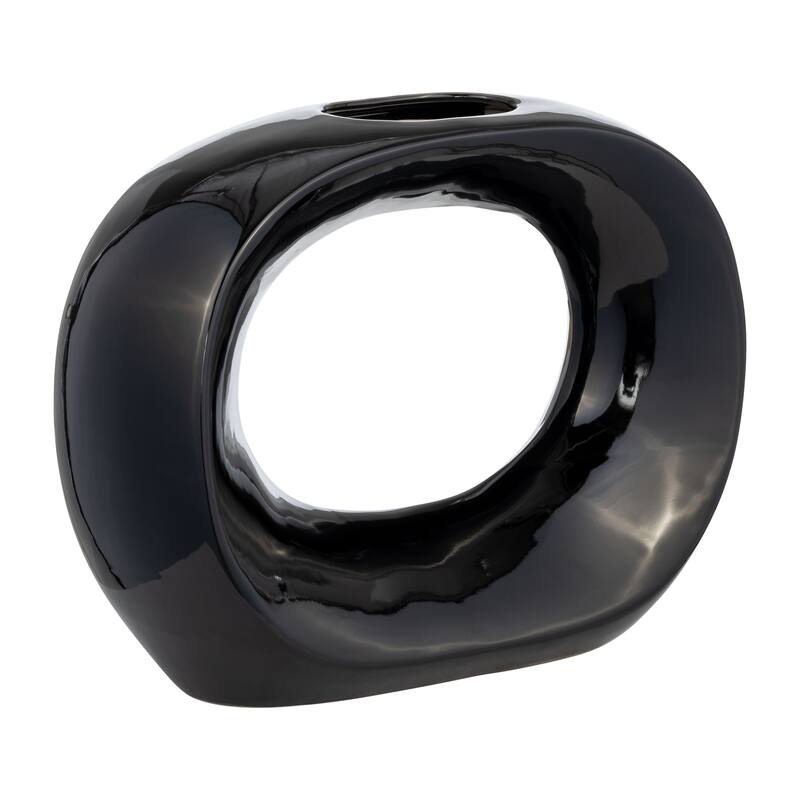 Sagebrook Home Ceramic Elegance: Discover Timeless Charm with Our Decorative Vase Collection for Stylish Homes - Black