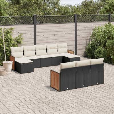 vidaXL Patio Sofa Set with Cushions Outdoor Conversation Furniture Poly Rattan - 21.7 x 21.7 x 14.6