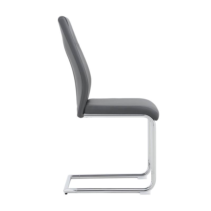 Set of 6 Faux Leather Upholstered Dining Chairs with Metal Legs, Living Room High-Back Chair, Office Conference Side Chairs