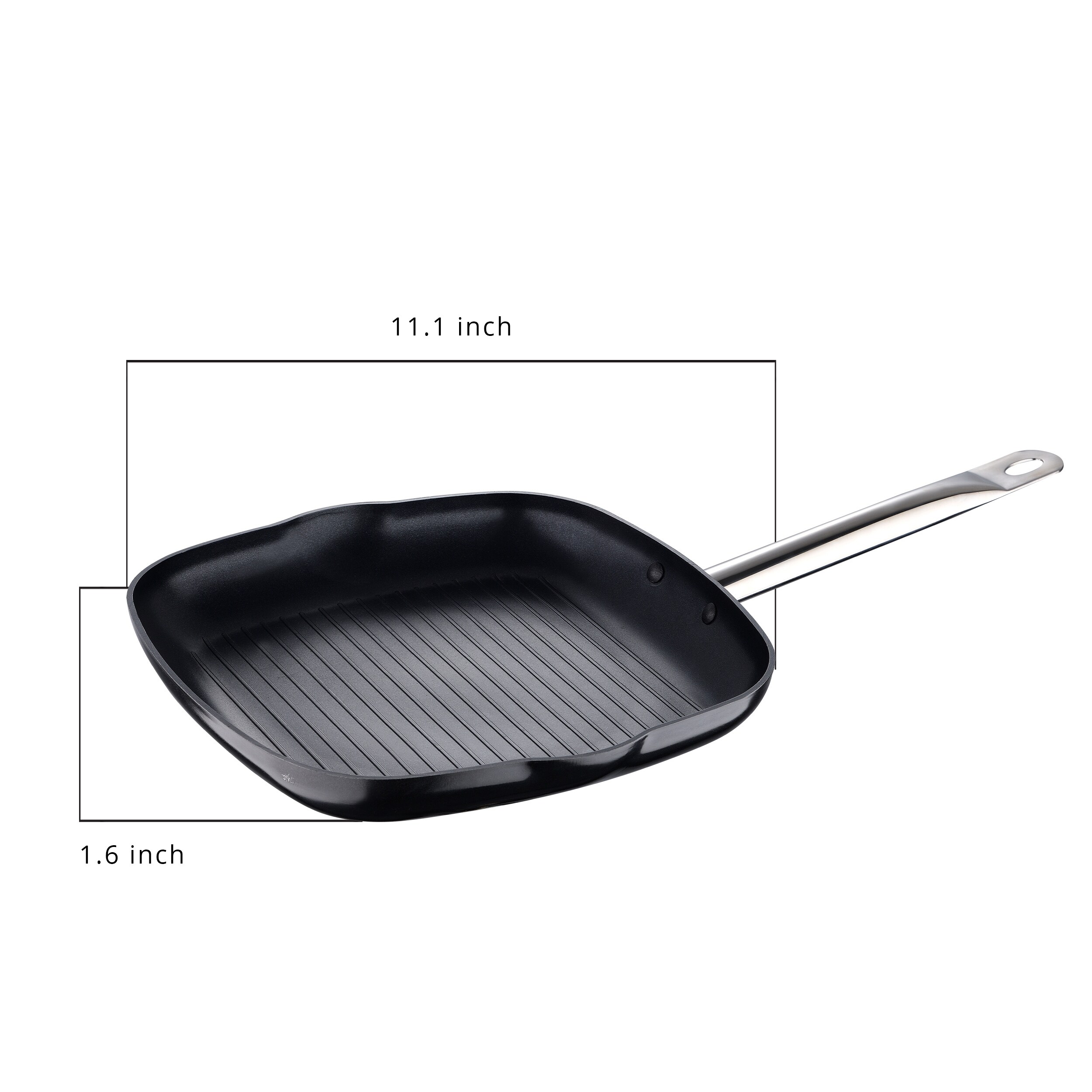 Granitestone Nonstick 4 PC 9.5 inch Deep Square Pan with Fry Basket and Steamer - Black