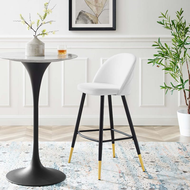 Modway Cordial Performance Velvet Dining Bar Stools in Mint, Set of 2