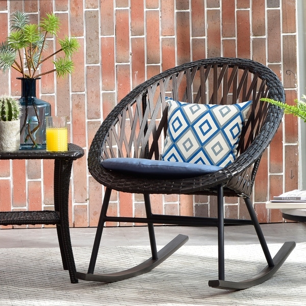 OVIOS 3-piece Patio Rocking Chair Bistro Set with Glass Coffee Table - On  Sale - Bed Bath \u0026 Beyond - 31169888