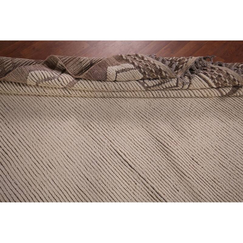 Ivory Moroccan Oriental Large Area Rug Handmade Wool Carpet - 11'8"x 15'1"